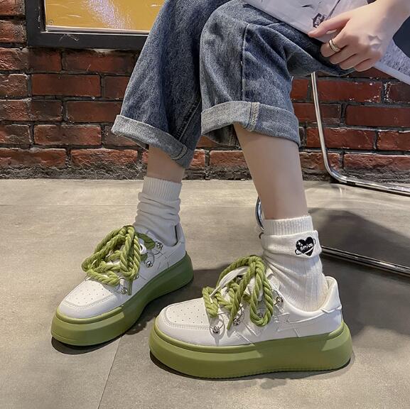 厚底 スニーカー ロープ 韓国 ストリート 原宿系 オルチャン ダンス K-POP 靴 衣装 レディース HIPHOP Y2K 