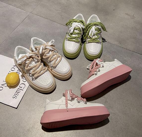 厚底 スニーカー ロープ 韓国 ストリート 原宿系 オルチャン ダンス K-POP 靴 衣装 レディース HIPHOP Y2K 