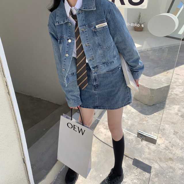 セットアップ アウター デニム ジャケット デニムジャケット ショート丈 スカート キレセク レディース 長袖 タイトスカート ライトアウター 羽織 