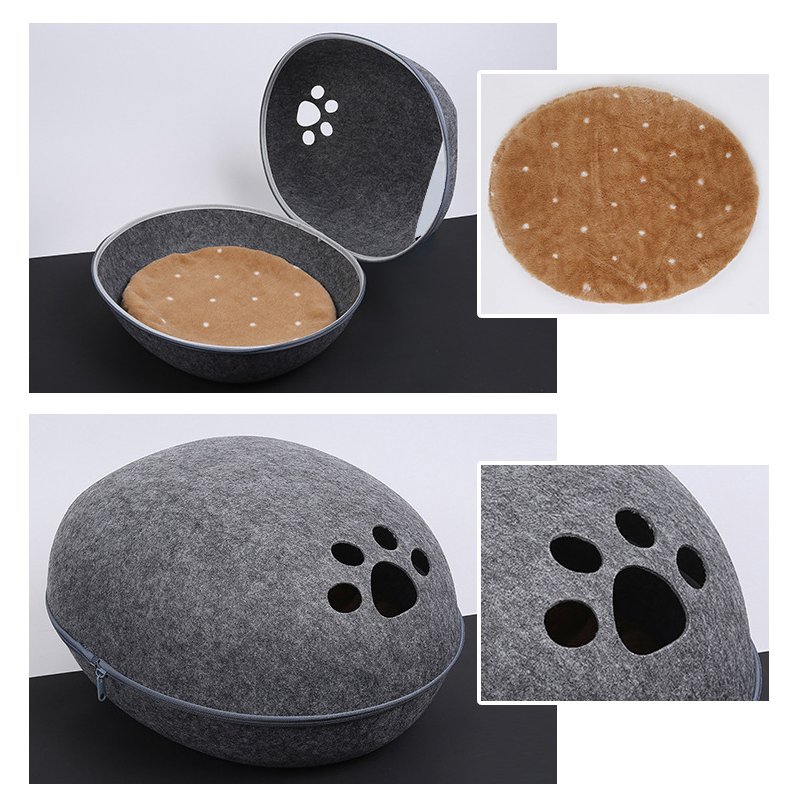 キャットハウス フエルト ペットベッド ペットベット ペットハウス 冬 まゆ型 卵型 猫 犬 可愛い ネコ ねこ 猫用ベッド ペット用ベッド ペット用 ドーム型 