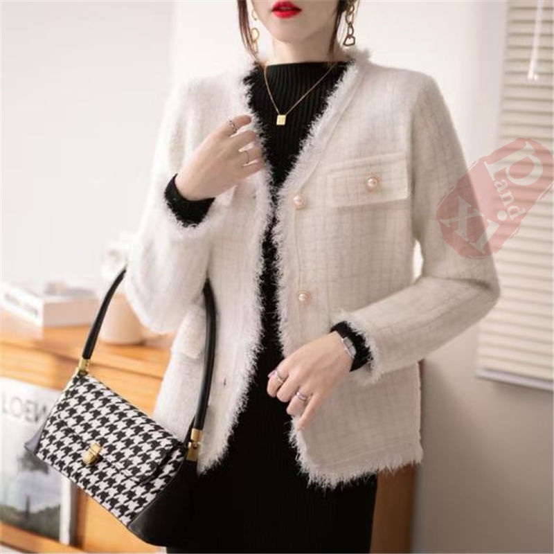 ジャケット レディース 40代 長袖ノーカラージャケット ショット丈ツイードコートアウター 秋服 送料無料 結婚式 七五三 通勤OL 韓国風 入学式 オフィス 卒業式 