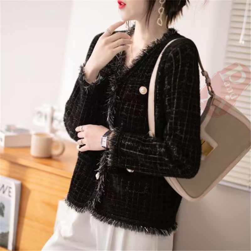 ジャケット レディース 40代 長袖ノーカラージャケット ショット丈ツイードコートアウター 秋服 送料無料 結婚式 七五三 通勤OL 韓国風 入学式 オフィス 卒業式 