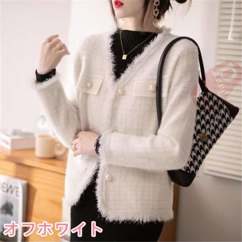 ジャケット レディース 40代 長袖ノーカラージャケット ショット丈ツイードコートアウター 秋服 送料無料 結婚式 七五三 通勤OL 韓国風 入学式 オフィス 卒業式 