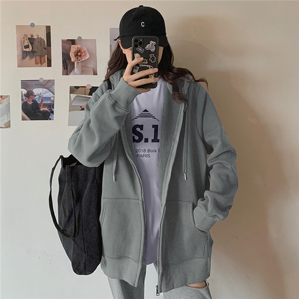 ジップレディース トップス 前開き ジップアップ 長袖 無地 フード付き ゆったり カジュアル アウター 体型カバー 羽織り 