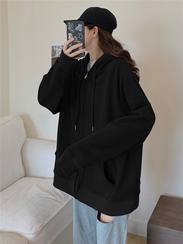 ジップレディース トップス 前開き ジップアップ 長袖 無地 フード付き ゆったり カジュアル アウター 体型カバー 羽織り 