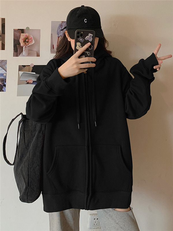 ジップレディース トップス 前開き ジップアップ 長袖 無地 フード付き ゆったり カジュアル アウター 体型カバー 羽織り 