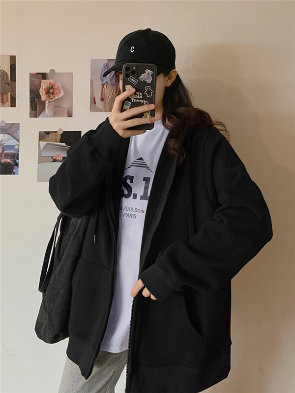 ジップレディース トップス 前開き ジップアップ 長袖 無地 フード付き ゆったり カジュアル アウター 体型カバー 羽織り 