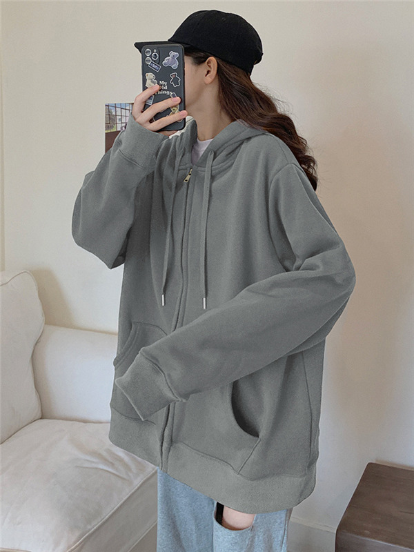 ジップレディース トップス 前開き ジップアップ 長袖 無地 フード付き ゆったり カジュアル アウター 体型カバー 羽織り 