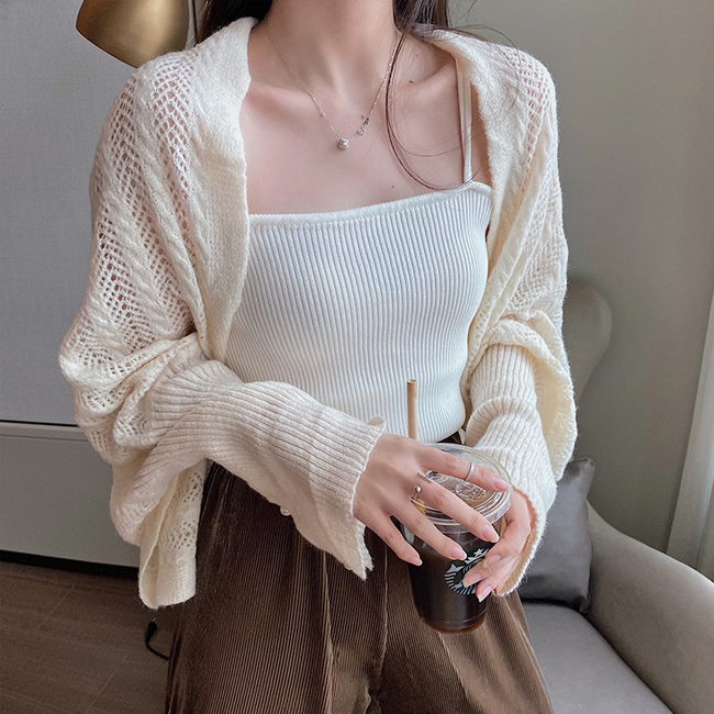 送料無料 カーディガン レディース ニット ショール マフラー 秋 パール ニット トップス カーディガン 羽織り 可愛い 冷房対策 春 無地 ボレロ透かし編み 