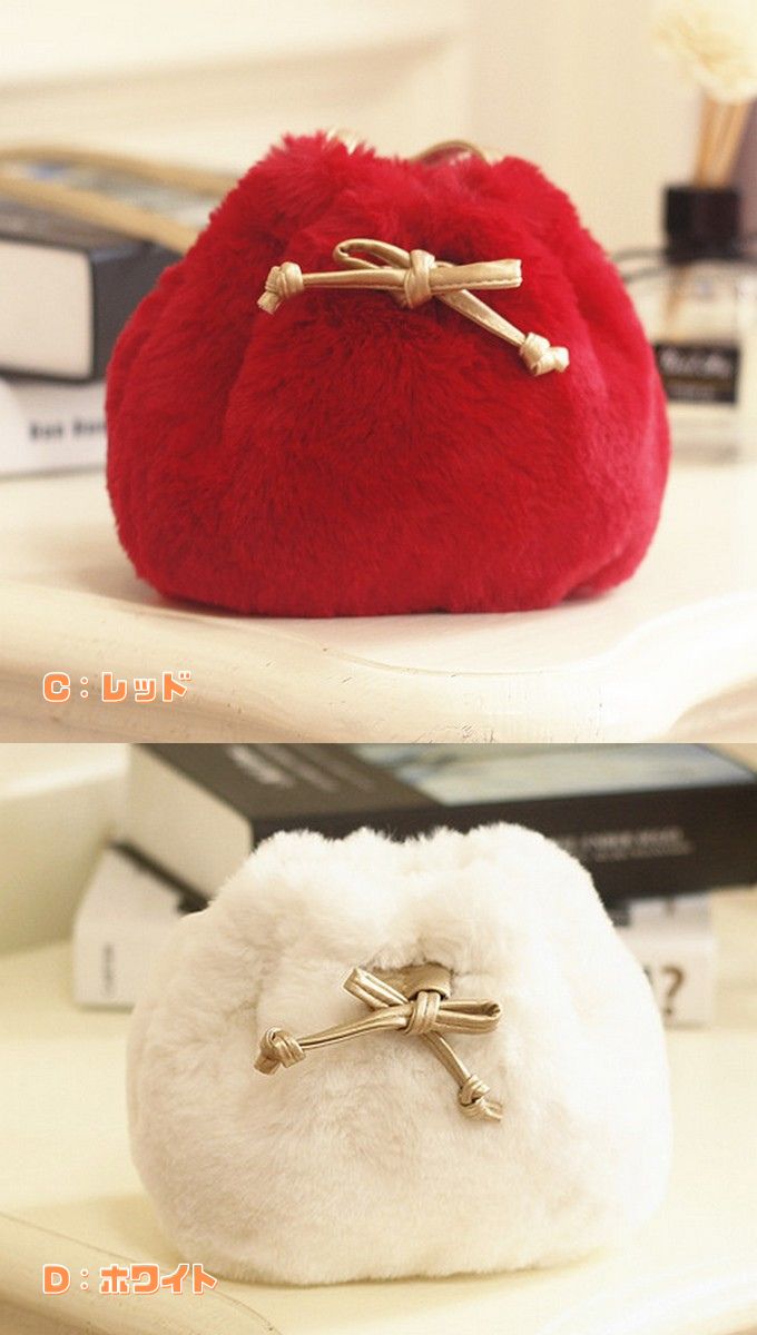 ポシェット 巾着 ファー もこもこ 柔らかい 園児 幼児 カバン 保育園 リュックバッグ ショルダーバック 