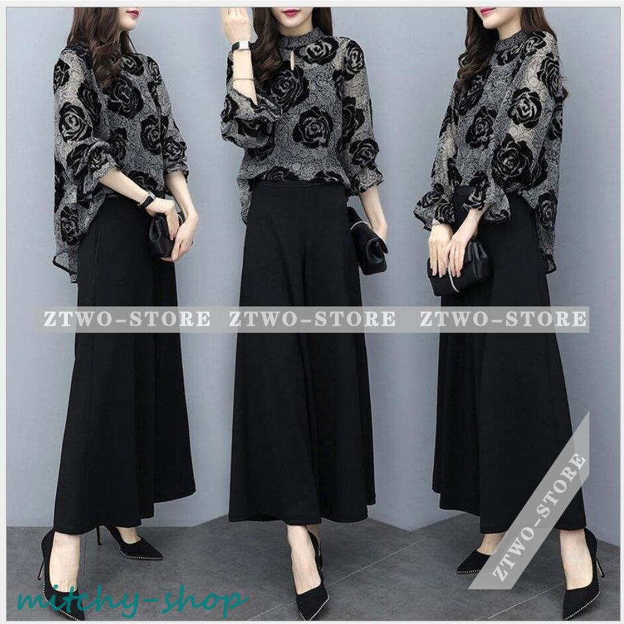 セットアップ レディース ワイドパンツ 着痩せ パンツドレス 結婚式 入学式 ガウチョパンツ パーティードレス 大きいサイズ 上品 おしゃれ 卒業式 通勤 春秋夏 