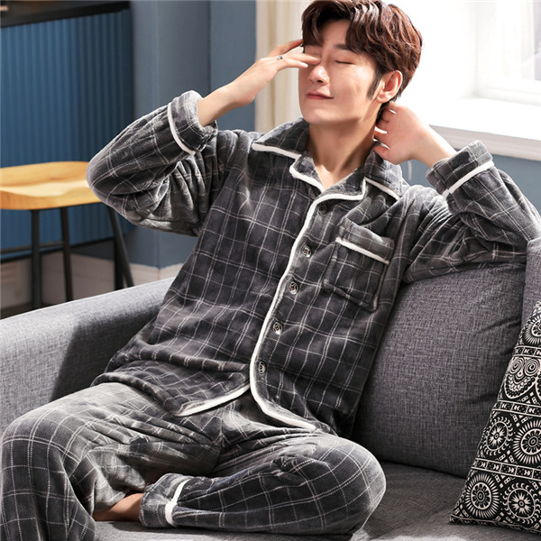 パジャマ メンズ 冬 暖かい 上下セット 長袖 前開き 秋冬 もこもこ ルームウェア あったか 部屋着 プレゼント ストライプ チェック柄 お揃い 