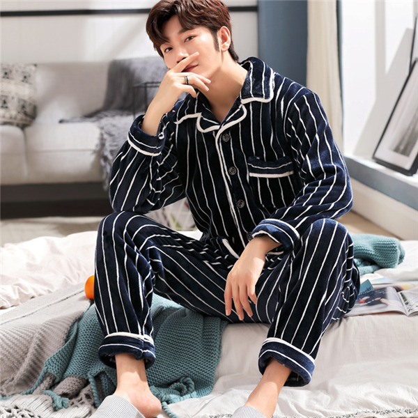パジャマ メンズ 冬 暖かい 上下セット 長袖 前開き 秋冬 もこもこ ルームウェア あったか 部屋着 プレゼント ストライプ チェック柄 お揃い 