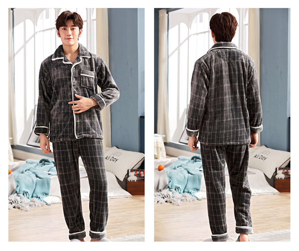 パジャマ メンズ 冬 暖かい 上下セット 長袖 前開き 秋冬 もこもこ ルームウェア あったか 部屋着 プレゼント ストライプ チェック柄 お揃い 