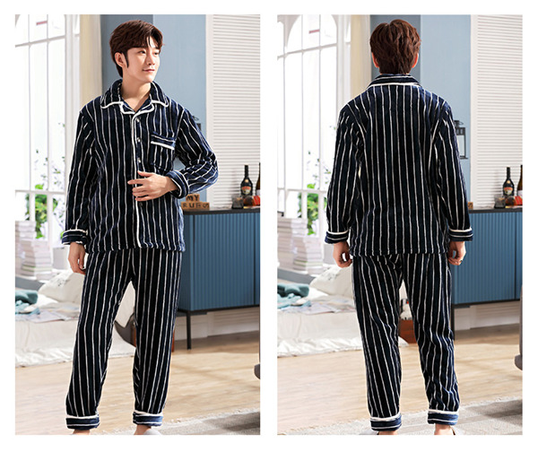 パジャマ メンズ 冬 暖かい 上下セット 長袖 前開き 秋冬 もこもこ ルームウェア あったか 部屋着 プレゼント ストライプ チェック柄 お揃い 