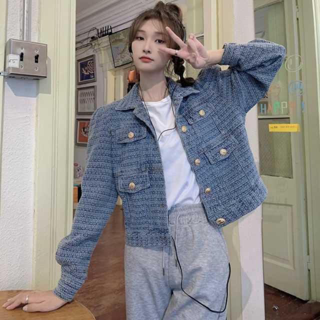 アウター デニム ジャケット デニムジャケット ジャカードデニム レディース キレセク 長袖 ミディアムジャケット ライトアウター 羽織 襟付き 