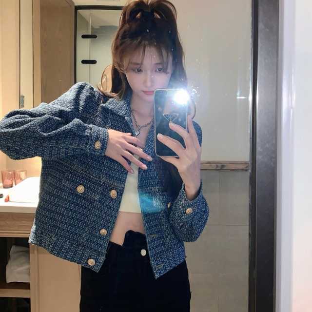 アウター デニム ジャケット デニムジャケット ジャカードデニム レディース キレセク 長袖 ミディアムジャケット ライトアウター 羽織 襟付き 