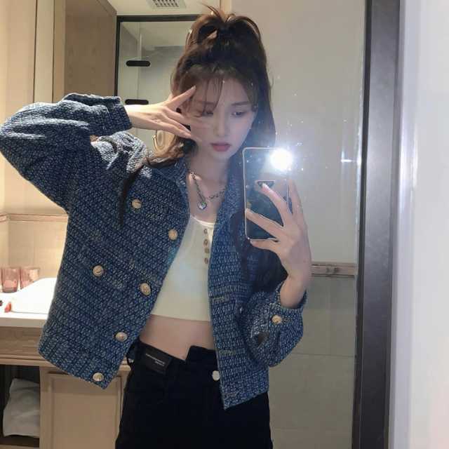 アウター デニム ジャケット デニムジャケット ジャカードデニム レディース キレセク 長袖 ミディアムジャケット ライトアウター 羽織 襟付き 