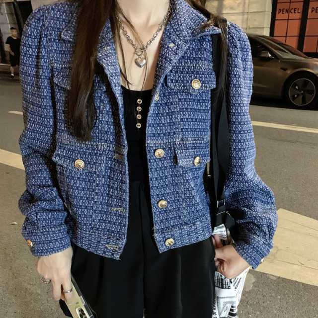 アウター デニム ジャケット デニムジャケット ジャカードデニム レディース キレセク 長袖 ミディアムジャケット ライトアウター 羽織 襟付き 