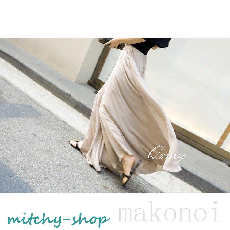 ワイドパンツ レディース ガウチョパンツ 体型カバー サテン風 大きいサイズ ボトムズ ゆったり 無地 夏 着痩せ ロング丈 マキシ丈 美脚 カジュアル おしゃれ 