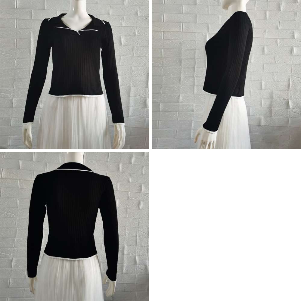 ポロ ニット トップス バイ韓国風  