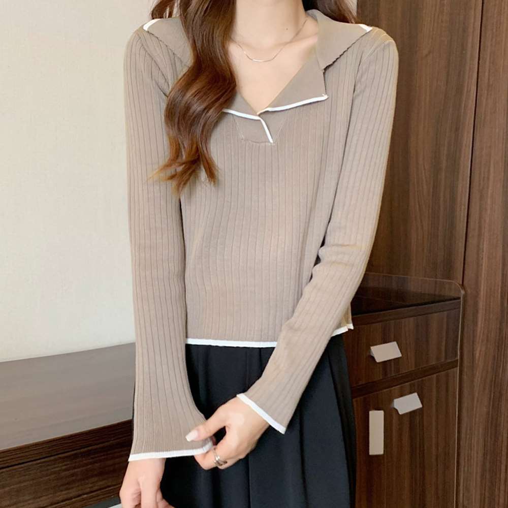 ポロ ニット トップス バイ韓国風  