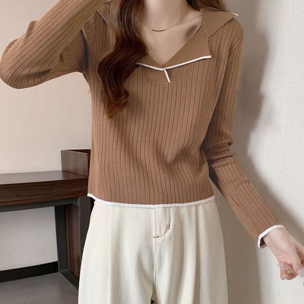 ポロ ニット トップス バイ韓国風  