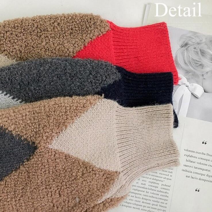 ニットカーディガン レディース カーディガン ボア アーガイル Vネック アウター ニット 可愛い カジュアル 冬 セーター 秋冬 おしゃれ 秋 秋コーデ 