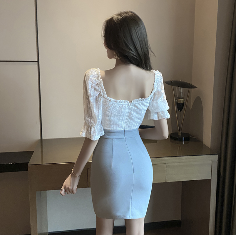 ミニ丈ワンピース レディース パフスリーブ 可愛い セクシー キャバ ミニ キャバクラ ドレス 胸デザイン キャバドレス キャバワンピース タイトワンピース 