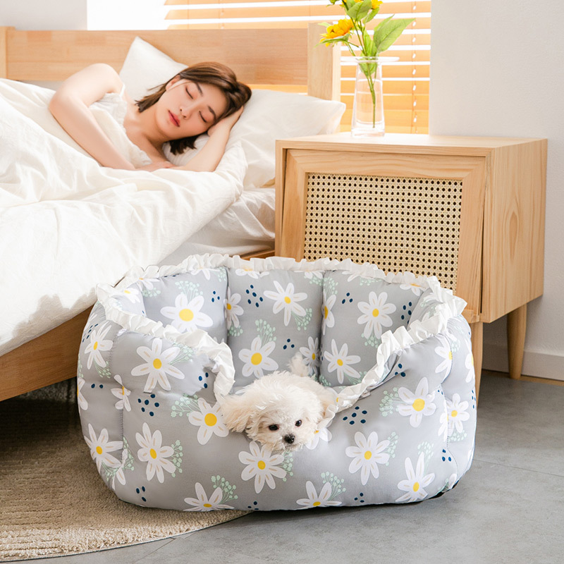 犬猫 ペットベッド 花柄 小型 クッション 犬用 ペットソファ 春夏秋冬 猫ベッド 肌触り抜群 猫用 洗える 四季適用 かわいい 滑り止め 犬ベッド キャットハウス 
