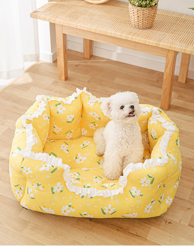 犬猫 ペットベッド 花柄 小型 クッション 犬用 ペットソファ 春夏秋冬 猫ベッド 肌触り抜群 猫用 洗える 四季適用 かわいい 滑り止め 犬ベッド キャットハウス 