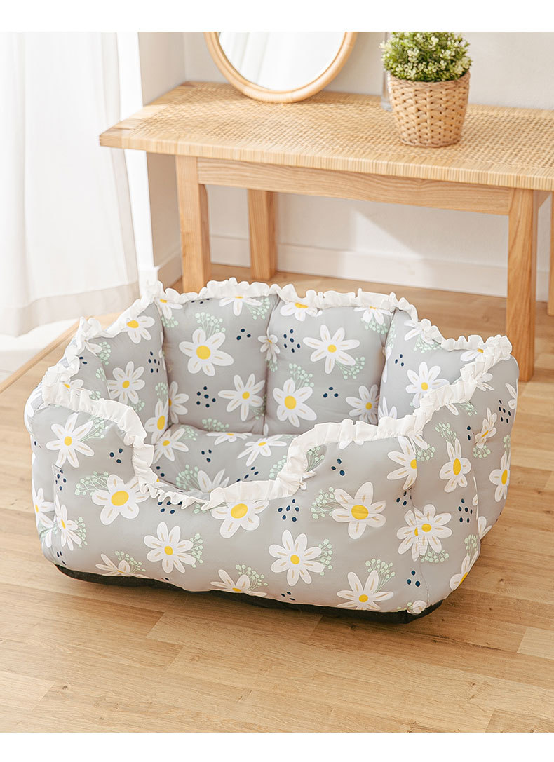 犬猫 ペットベッド 花柄 小型 クッション 犬用 ペットソファ 春夏秋冬 猫ベッド 肌触り抜群 猫用 洗える 四季適用 かわいい 滑り止め 犬ベッド キャットハウス 