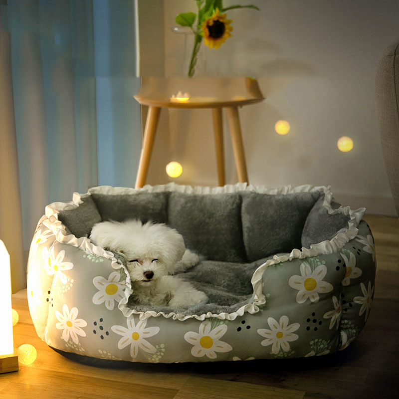 犬猫 ペットベッド 花柄 小型 クッション 犬用 ペットソファ 春夏秋冬 猫ベッド 肌触り抜群 猫用 洗える 四季適用 かわいい 滑り止め 犬ベッド キャットハウス 