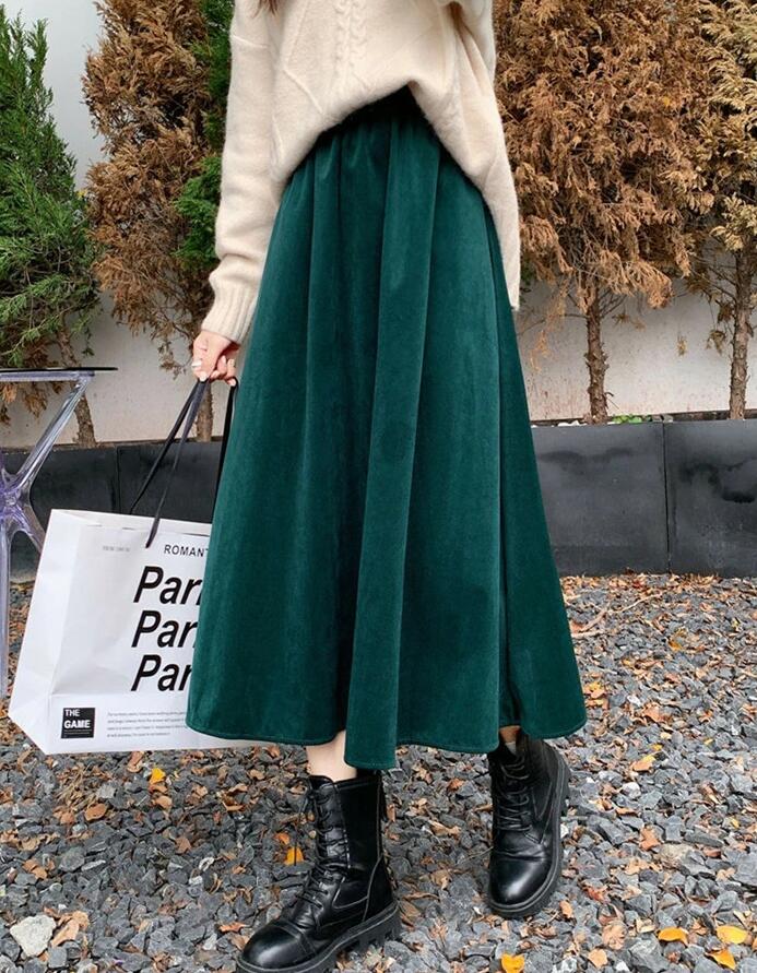 ロングスカート 秋冬 コーデュロイ 黒 レディース 大きいサイズ フレアスカート 暖かい ミディ丈 秋物 ゆるスカート 冬 フAラインスカート 秋 