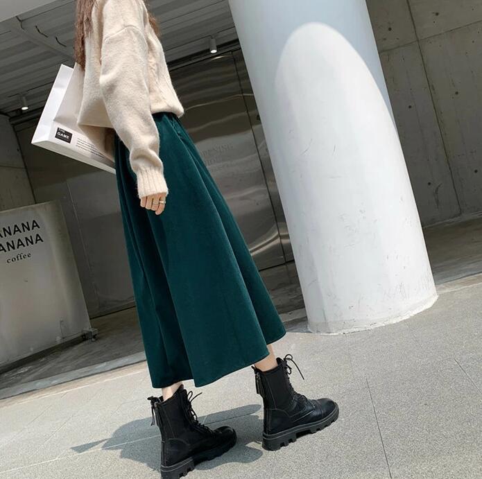 ロングスカート 秋冬 コーデュロイ 黒 レディース 大きいサイズ フレアスカート 暖かい ミディ丈 秋物 ゆるスカート 冬 フAラインスカート 秋 