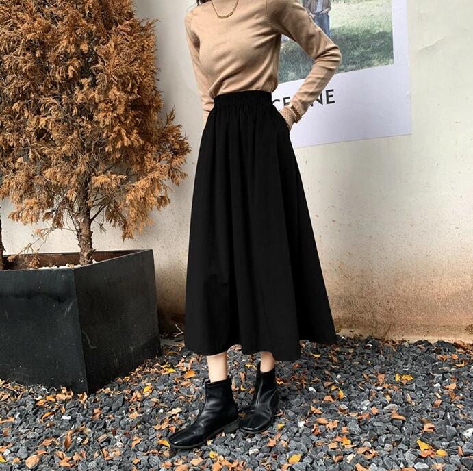 ロングスカート 秋冬 コーデュロイ 黒 レディース 大きいサイズ フレアスカート 暖かい ミディ丈 秋物 ゆるスカート 冬 フAラインスカート 秋 