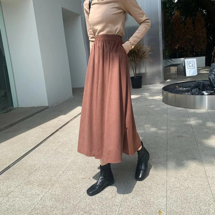 ロングスカート 秋冬 コーデュロイ 黒 レディース 大きいサイズ フレアスカート 暖かい ミディ丈 秋物 ゆるスカート 冬 フAラインスカート 秋 