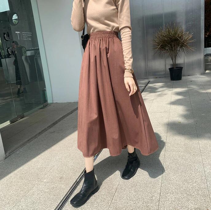 ロングスカート 秋冬 コーデュロイ 黒 レディース 大きいサイズ フレアスカート 暖かい ミディ丈 秋物 ゆるスカート 冬 フAラインスカート 秋 