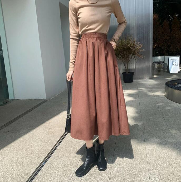 ロングスカート 秋冬 コーデュロイ 黒 レディース 大きいサイズ フレアスカート 暖かい ミディ丈 秋物 ゆるスカート 冬 フAラインスカート 秋 