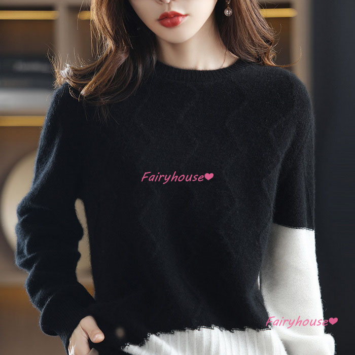 ニットトップス レディース 秋冬 40代 長袖 ニットトップス 無地セーター オシャレ 配色 ゆったりプルオーバー ショット丈ニットインナー 大人 ニットソー 