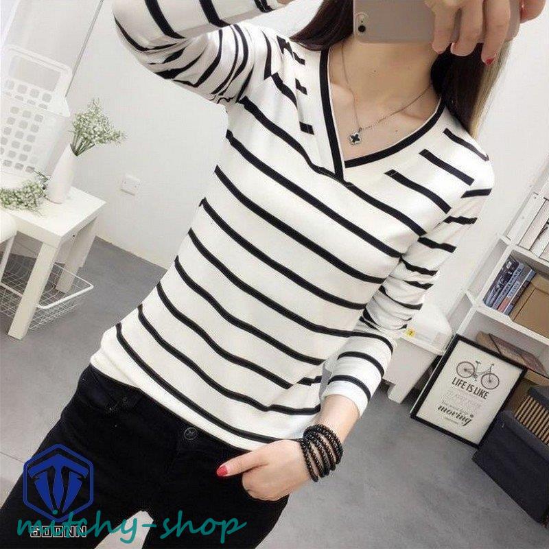 長袖カットソー レディース 婦人服 トップス ロングTシャツ ロンT Vネック ボーダー柄 かわいい カジュアル デイ普段使い おしゃれ 縞模様 