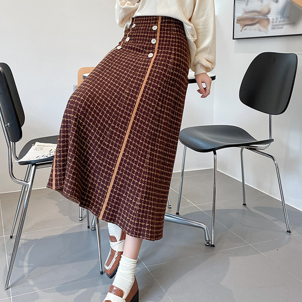 フレアスカートニットスカートハイウエスト  