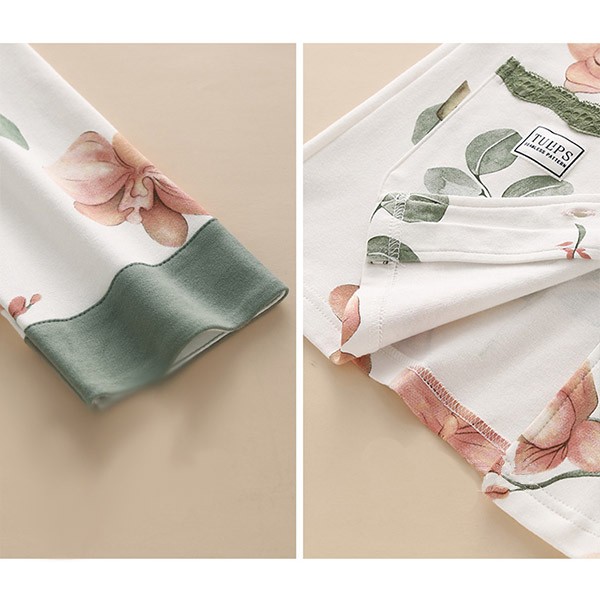 パジャマ レディース 春秋 きれいめ 長袖 上下セット ルームウェア 寝巻き 部屋着 大人 ポケット付き 前開き 花柄 ゆったり プレゼント 可愛い 