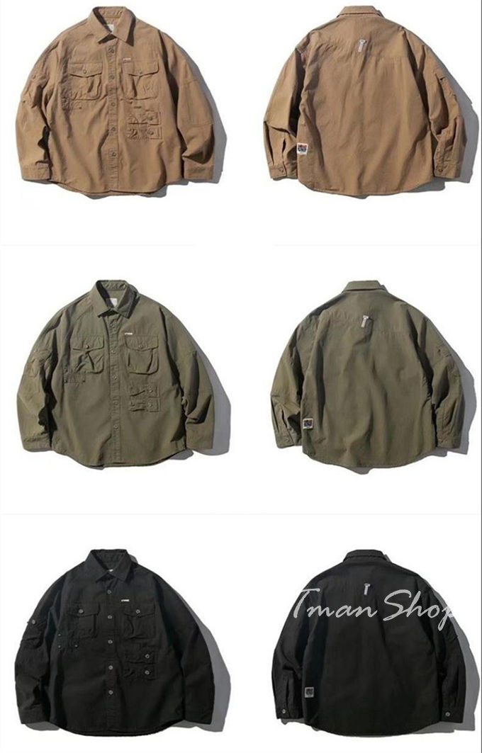 シャツジャケット メンズ ワークシャツ カジュアルシャツ ミリタリーシャツ 長袖 ビジネス かっこいい ファッション アウター 秋服 無地 大人春服 お洒落 