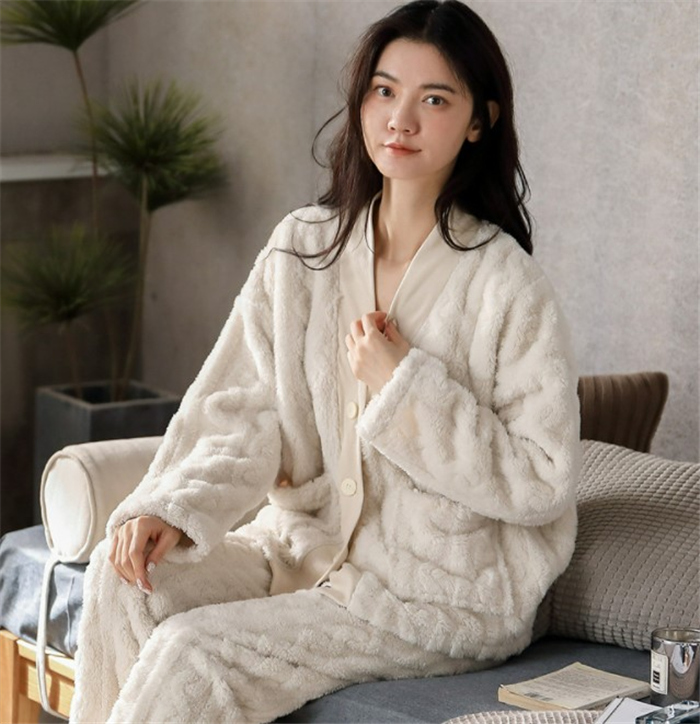 ルームウェア 上下セット 冬 パジャマ レディース 長袖 前開き 上下パジャマ 部屋着 かわいい 秋冬 あったかい パジャマ ルームウェア もこもこ 