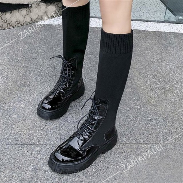 ロングブーツ レディース ブーツ 4CM 筒周り ゆったり ロング ブーツ 大きい 大きいサイズ キャメル 黒 履き口 黒 太め ゆったり ヒール 