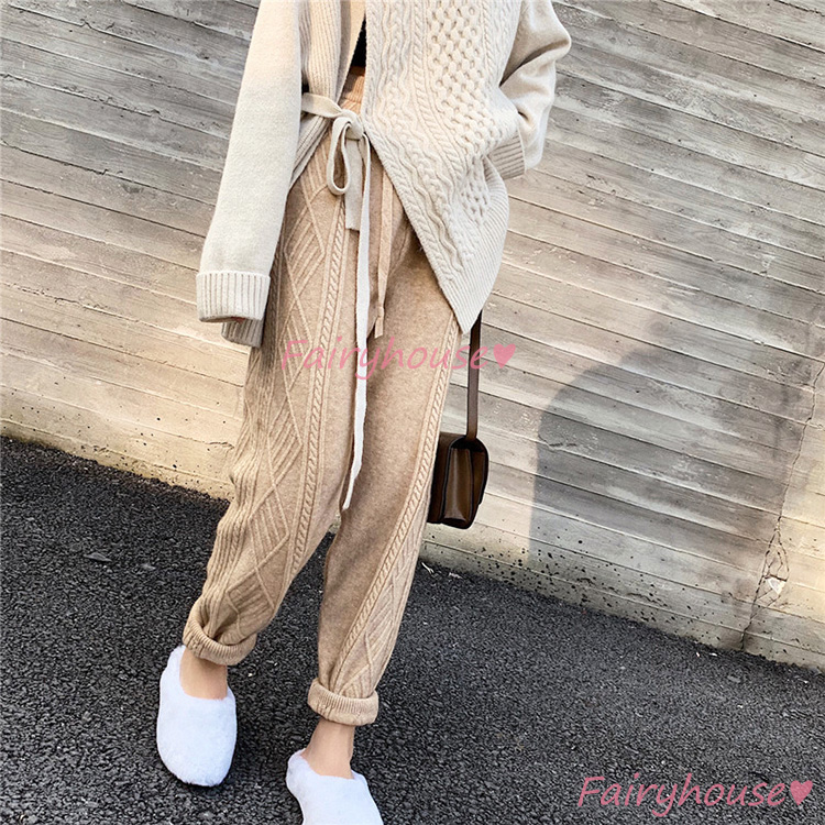 テーパードパンツ レディース 秋冬 九分丈 ニット ワイドズボン 通勤 カジュアル韓国風 ボ大きいサイズ 体型カバー40代50代30代 おしゃれ 
