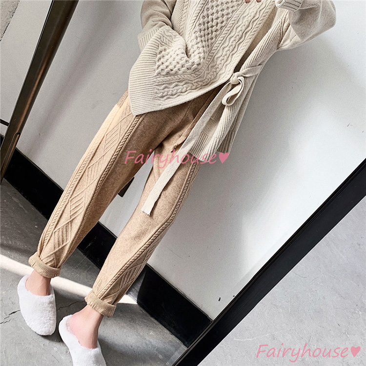 テーパードパンツ レディース 秋冬 九分丈 ニット ワイドズボン 通勤 カジュアル韓国風 ボ大きいサイズ 体型カバー40代50代30代 おしゃれ 