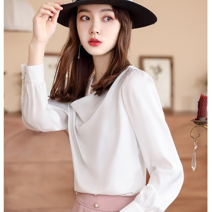 レディース シャツ エレガントオフィスシャツ 2色選び トップス ブラウス 春夏 オシャレ カジュアル風 きれいめ 長袖 着痩 