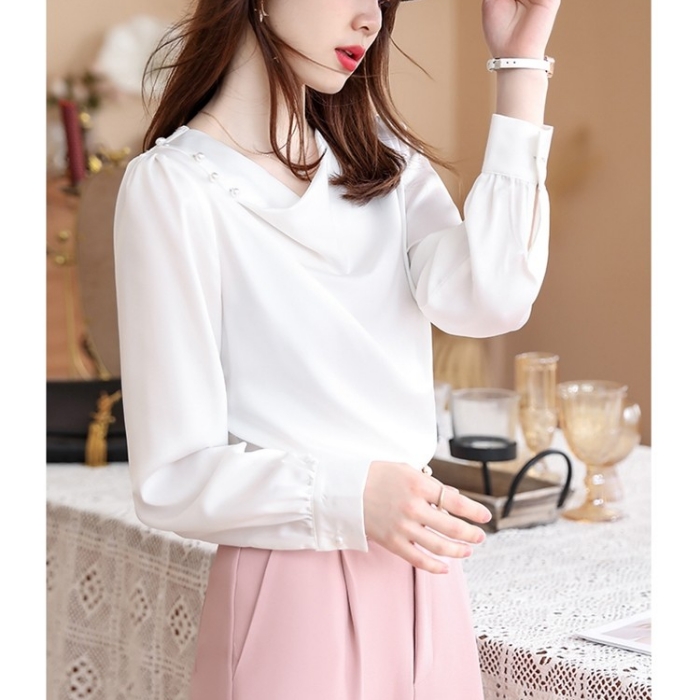 レディース シャツ エレガントオフィスシャツ 2色選び トップス ブラウス 春夏 オシャレ カジュアル風 きれいめ 長袖 着痩 